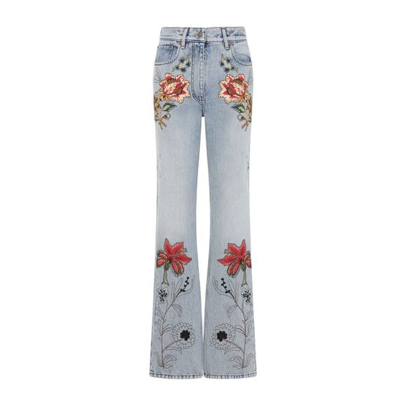 VALENTINO Denim - Valentino Denim 5 Pockets Embroidered Flowers Jeans Women
